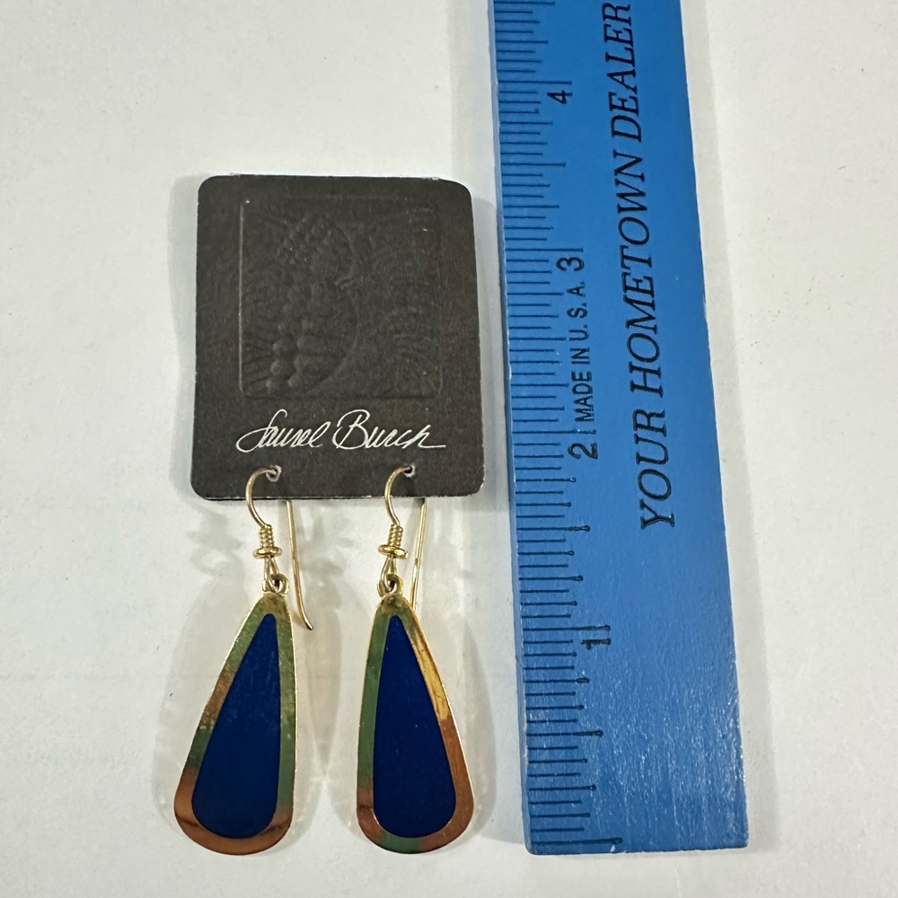 Laurel Burch Gold and Blue Teardrop Earrings - Picture 4 of 4